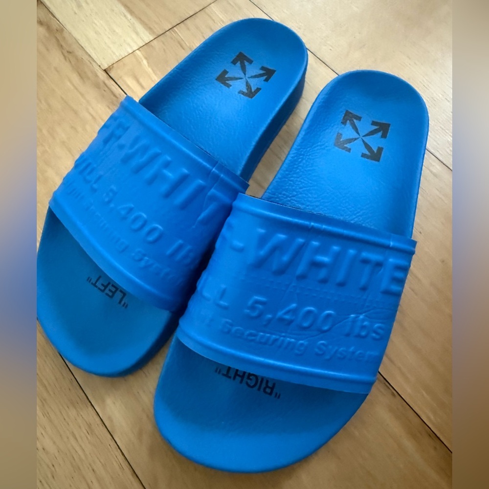 Off white Blue Slide Sandals
